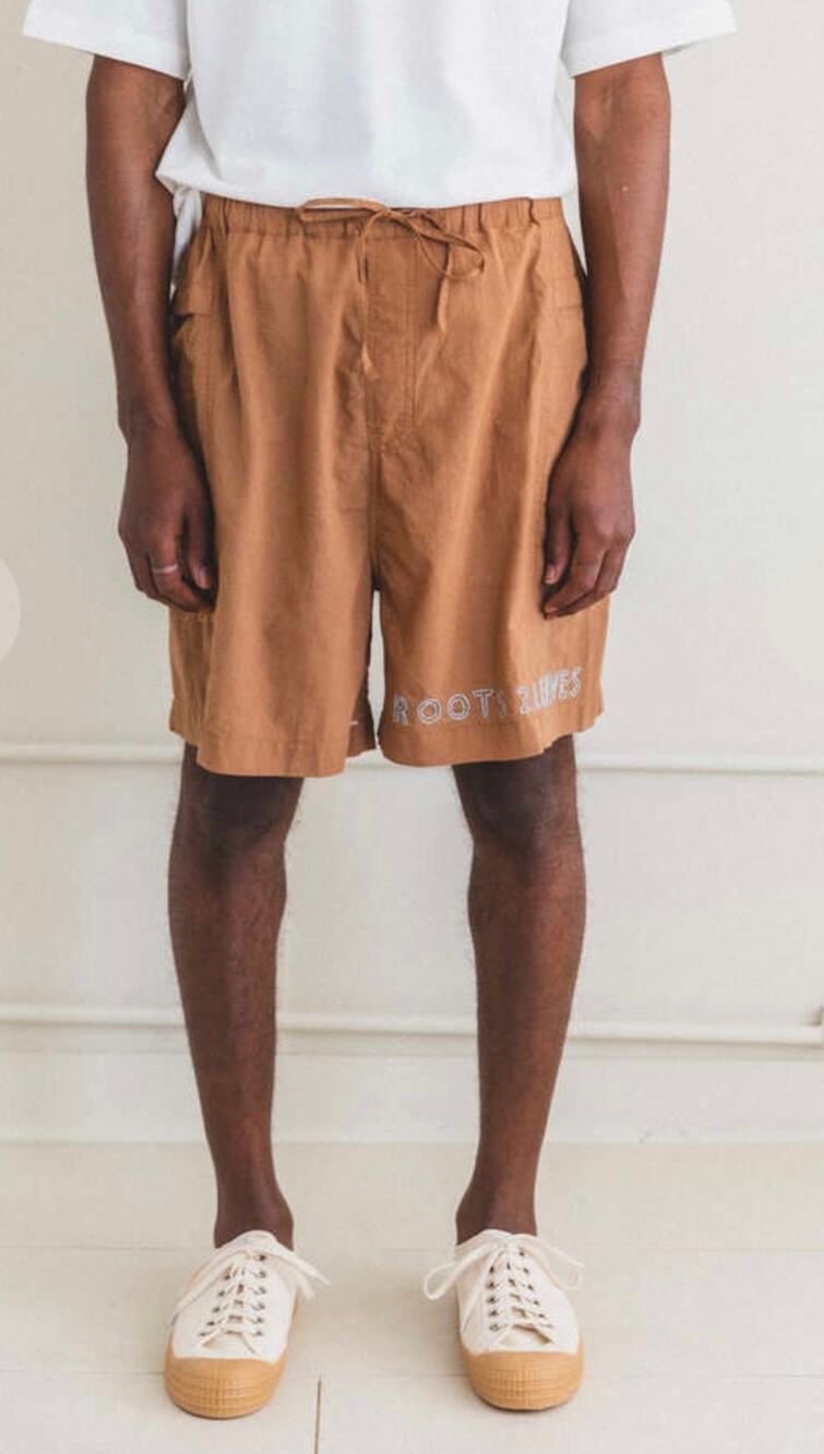 $395 NWT Story Mfg. Org Cotton Onda Bermuda Shorts Artisan Earthy Lagenlook- LRG